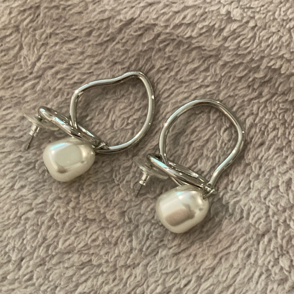 WHBM Silver Pearl Drop Earrings